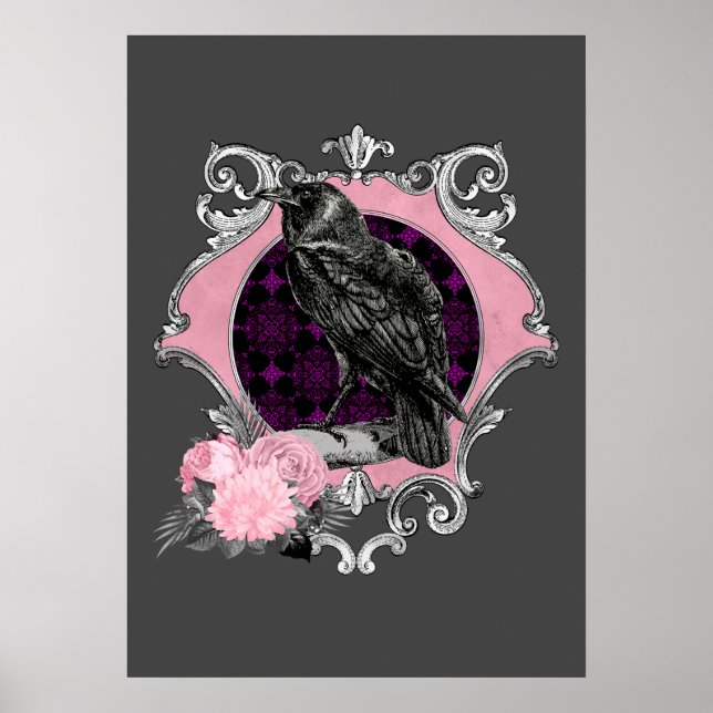 Poster Goth Raven Rose Frame (Frente)