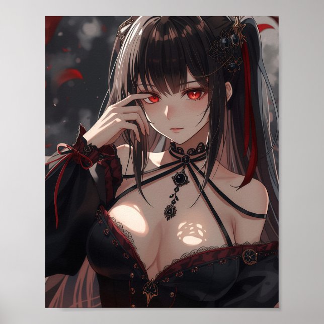 Poster Gothic Anime Girl with Scarlet Eyes (Frente)
