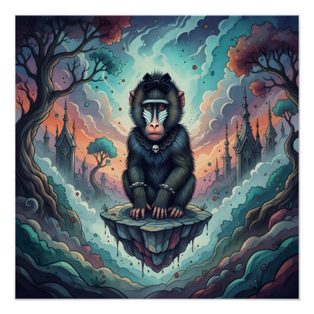 Pôster Gothic Baboon Dreamscape (Frente)
