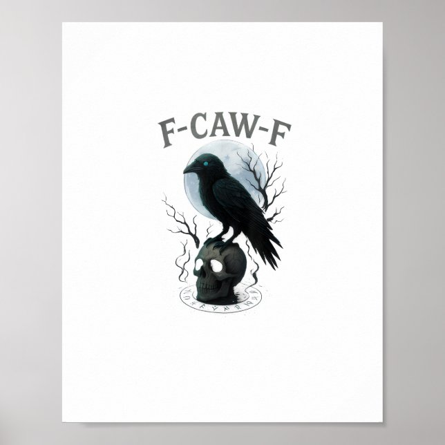 Poster Gothic Crow F Caw F Raven Skull Halloween Graphic  (Frente)
