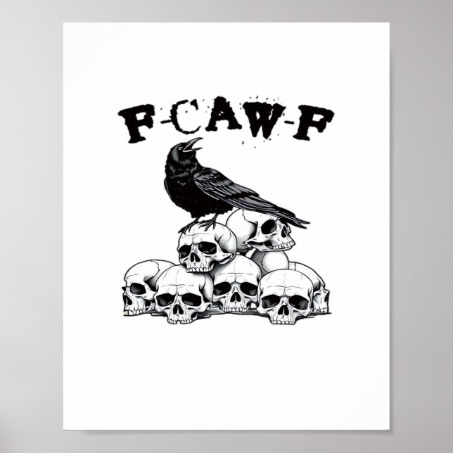 Poster Gothic Crow F Caw F Raven Skull Halloween Graphic  (Frente)