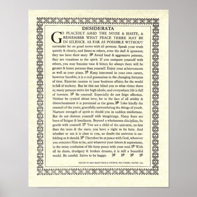 Poster Gothic DESIDERATA (Frente)