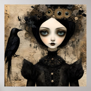 Poster Gothic Raven Princess Collage