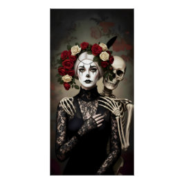 Pôster Gothic Rose Queen – Dark Romantic Art with Skeleto