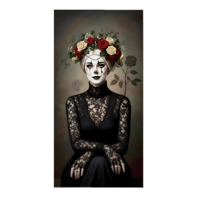 Pôster Gothic Rose Queen – Dark Romantic Art with Skeleto (Frente)