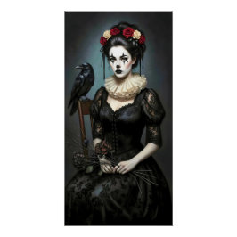 Pôster Gothic Rose Queen – Dark Romantic Art with Skeleto