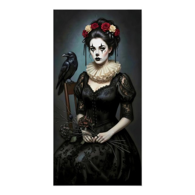 Pôster Gothic Rose Queen – Dark Romantic Art with Skeleto (Frente)