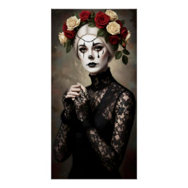 Pôster Gothic Rose Queen – Dark Romantic Art with Skeleto