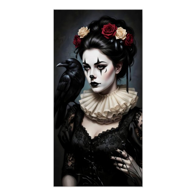 Pôster Gothic Rose Queen – Dark Romantic Art with Skeleto (Frente)