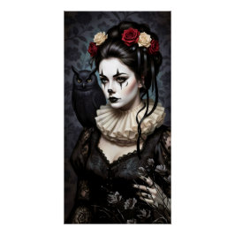Pôster Gothic Rose Queen – Dark Romantic Art with Skeleto