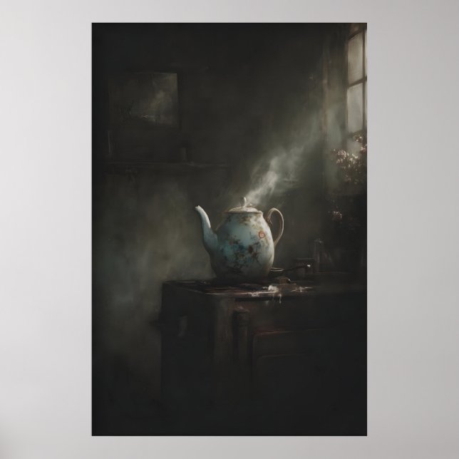 Poster Gothic Tea Still Life With Victorian Teapot, Moody (Frente)