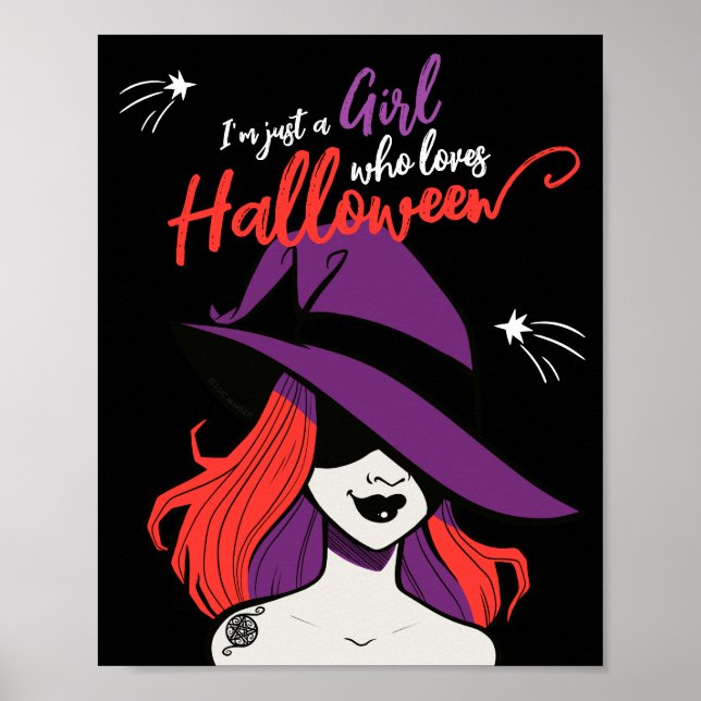 Poster Gótica Feiticeira de Cartoon Cute ama o Halloween (Frente)