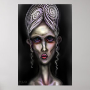 Poster Gótica Pale Spooky Mulher Fantasma Arte de Casa A