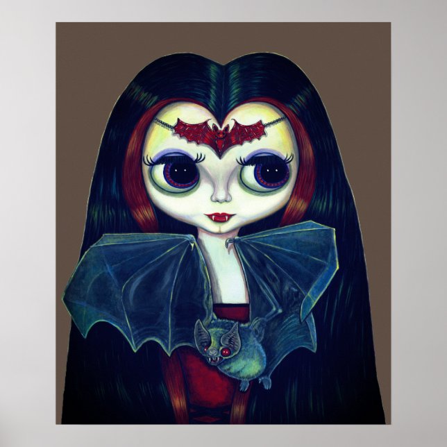Poster Gótica Vampira com Bat Big Olhos Bonitos (Frente)