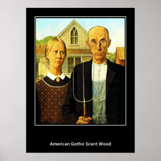 Pôster Gótico Americano Grant Wood Cartaz Vintage