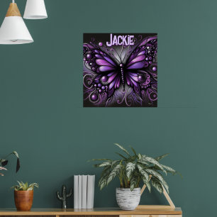 Poster Gótico Caprichoso Borboleta Roxa Personalizada