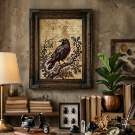 Poster Gótico Corvo Script Vintage Academia Sombria
