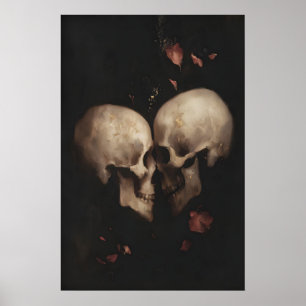 Poster Gótico Crânio Amor Imprimível Romântico Esqueleto