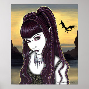 Poster gótico da deusa do dragão de Katana