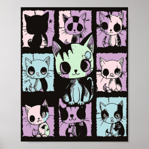 Poster Gótico de Kawaii Cute Pastel - Cachorro Gótico