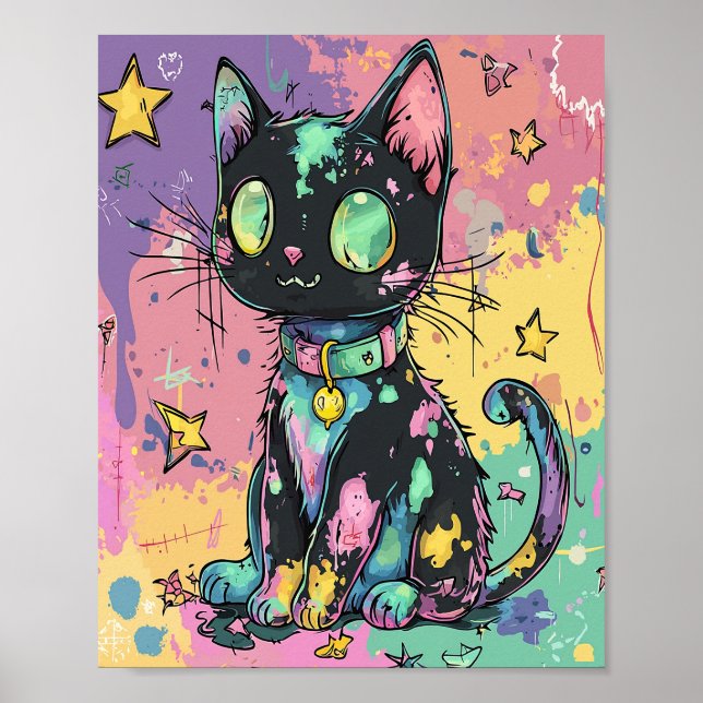Poster Gótico de Kawaii Cute Pastel - Cachorro Gótico (Frente)