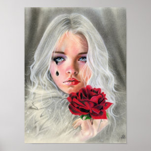 POSTER gótico do mime da menina da rosa vermelha