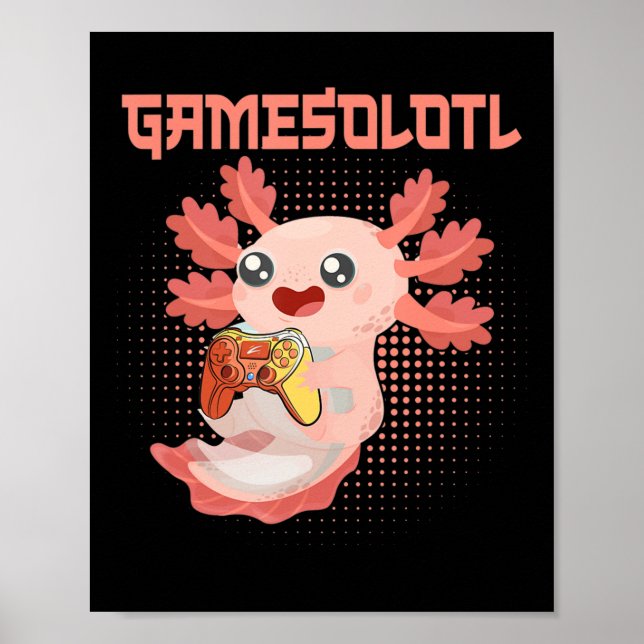 Poster Gótico Gamesolotl Axolotl Video Gamer Kawaii Paste (Frente)