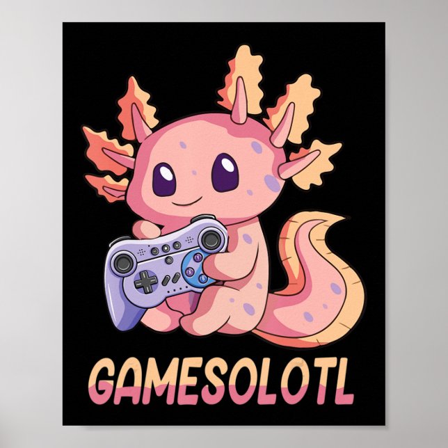Poster Gótico Gamesolotl Axolotl Video Gamer Kawaii Paste (Frente)