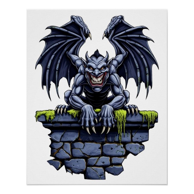 Pôster Gótico Gargoyle: Um Guardião da Noite (Frente)