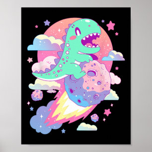 Poster Gótico Kawaii Pastel Cute Dinossauro Cute Ceijo Em
