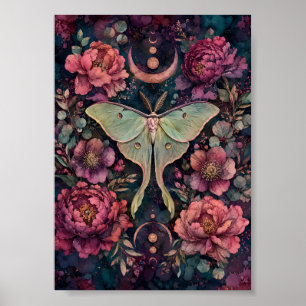 Poster Gótico Luar de Mariposa Celestial Whimsigoth Fase 