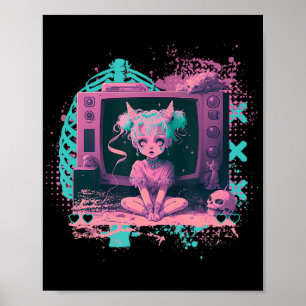 Poster Gótico Pastel Kawaii Cachorro Menhera Triste Anime