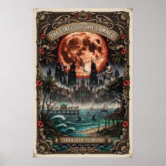 Poster Gótico Sarasota, FL Arte | Viagem de Terror Vintag