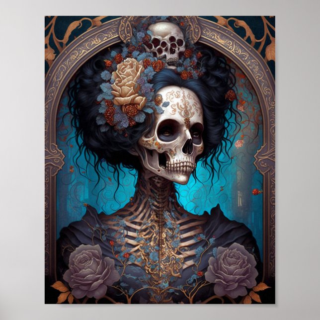 Poster Gótico Skeleton Skull Woman Gothic (Frente)