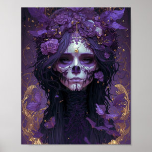 Poster Gótico Skull Woman Dark Fantasy Art
