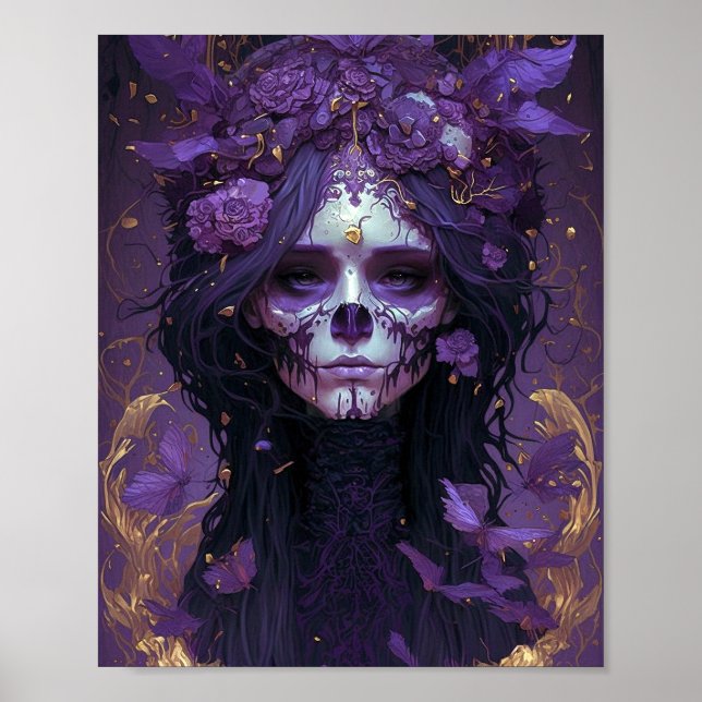 Poster Gótico Skull Woman Dark Fantasy Art (Frente)