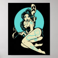 Gótico Tatuado Menina Horror Ghost Moon Rockab
