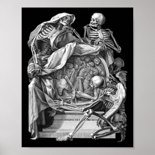 Poster Gótico Vintage Esqueleto Engrenando Memento Mori H