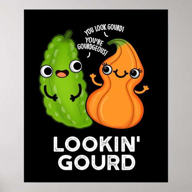 Poster Gourd Engraçado Veggie Pun Dark BG (Frente)