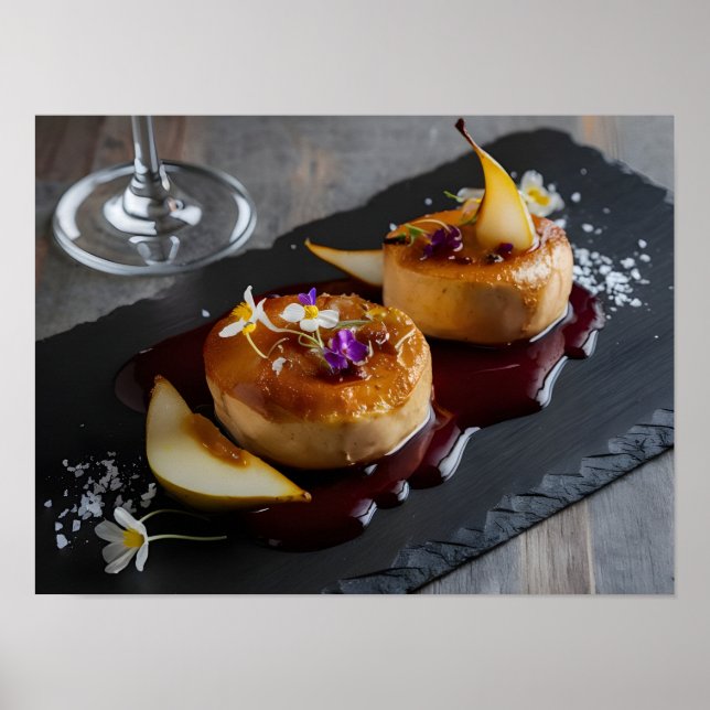 Poster Gourmet Foie Gras com Redução de Vinho Vermelho (Frente)