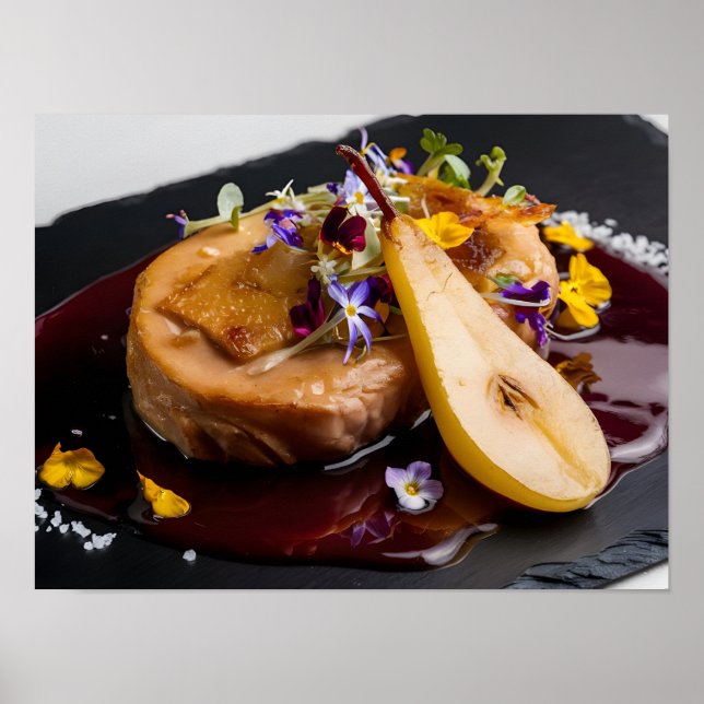 Poster Gourmet Foie Gras com Redução de Vinho Vermelho (Frente)
