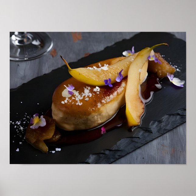 Poster Gourmet Foie Gras com Redução de Vinho Vermelho (Frente)