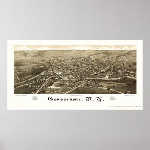 Poster Gouverneur, NY Panorâmica Map - 1885