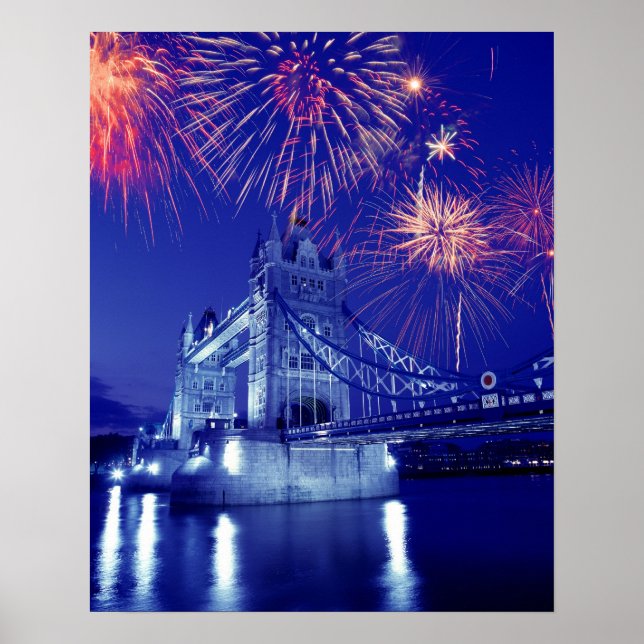 Pôster Grã-Bretanha, Londres. Fogos de artifício sobre a  (Frente)