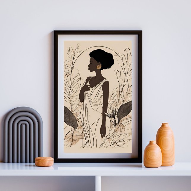 Poster Graça em Flor - Arte de Linha Afro Deusa (Criador carregado)