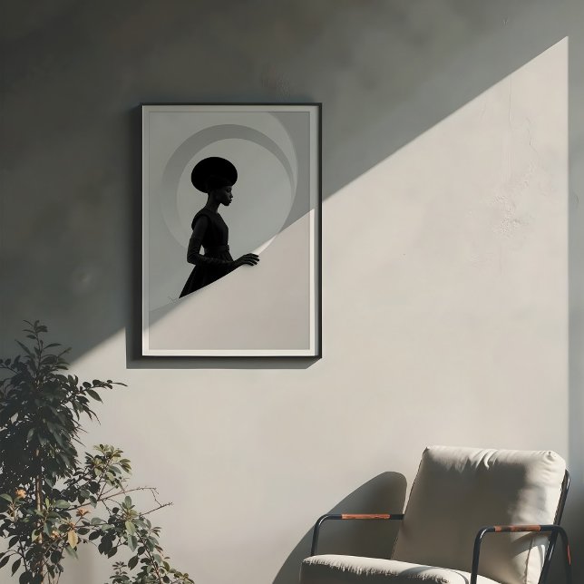 Poster Graça Geométrica: Perfil de Moda Monocromática (Criador carregado)