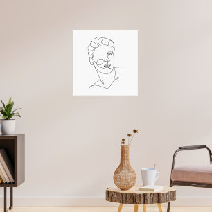 Poster Graça na Linha – Retrato Masculino Minimalista