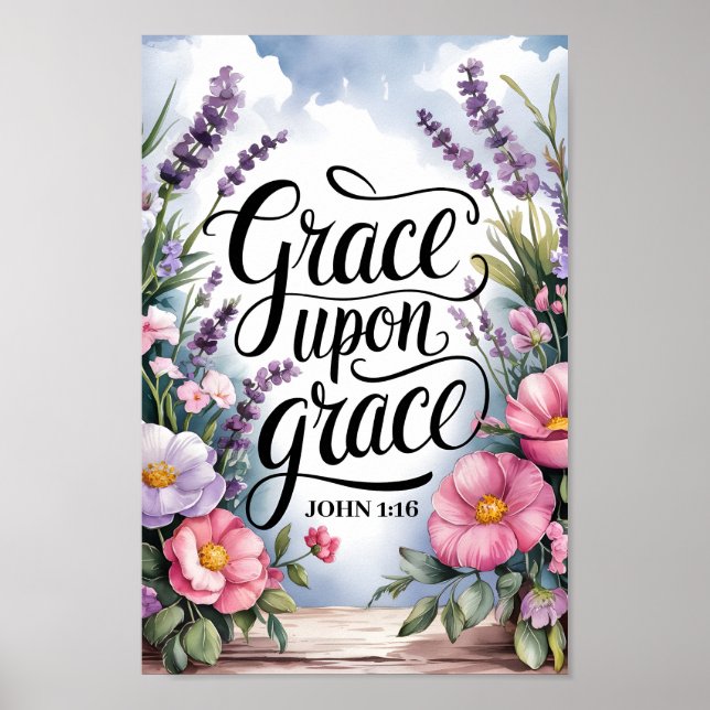 Poster Graça sobre Graça – Arte Cristã para Mulheres (Frente)