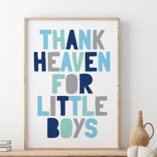 Poster Graças ao Céu por Meninos, Presente de Chá de Bebê