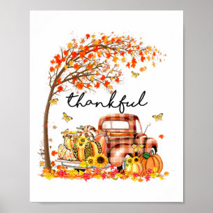 Poster Graças Feliz Abençoado Caminhão de Pumpkin Sua Que